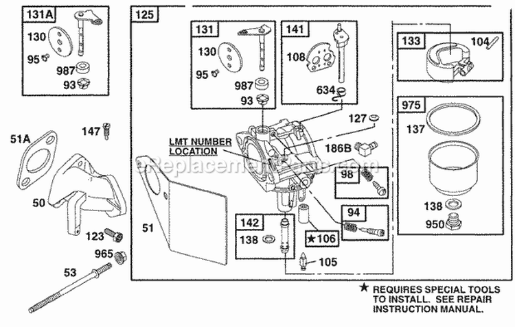 Carburetor Assy Diagram and Parts List for 176452-0049-01  Briggs and Stratton Engine